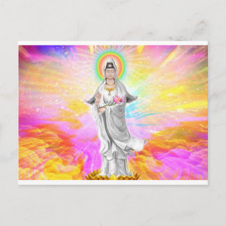 Kwan Yin The Goddess of Compassion With Pink Postcard