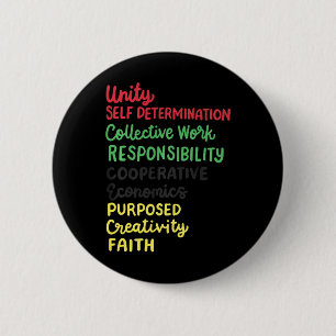 Kwanzaa 7 Principles African American Black Pride  6 Cm Round Badge