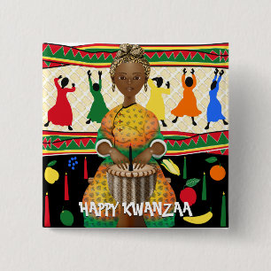 Kwanzaa African American Holiday 15 Cm Square Badge