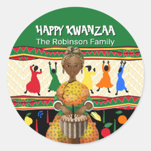 Kwanzaa African American Holiday Classic Round Sticker