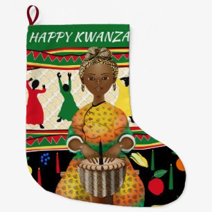 Kwanzaa African American Holiday Large Christmas Stocking
