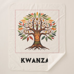 Kwanzaa African Tree Medium Sherpa Blanket