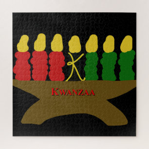 Kwanzaa Art Design 1920 with Red Text Jigsaw Puzzle