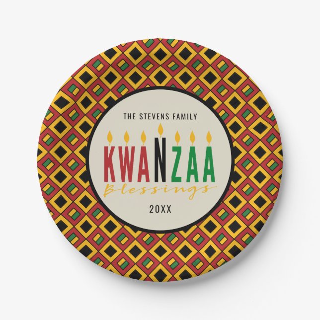 Kwanzaa Blessings | Kinara | Personalised Paper Plate (Front)