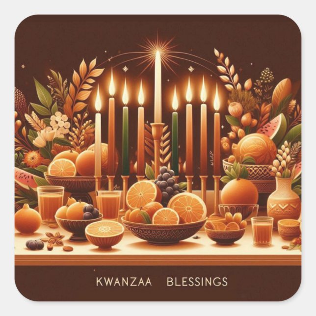 Kwanzaa Blessings Square Sticker (Front)