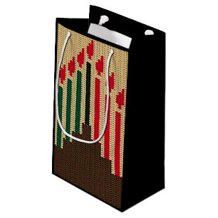 Kwanzaa Candles Brown Red Black Green Crochet Small Gift Bag
