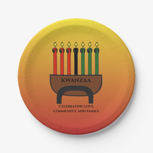 Kwanzaa Candles Paper Plate (Front)