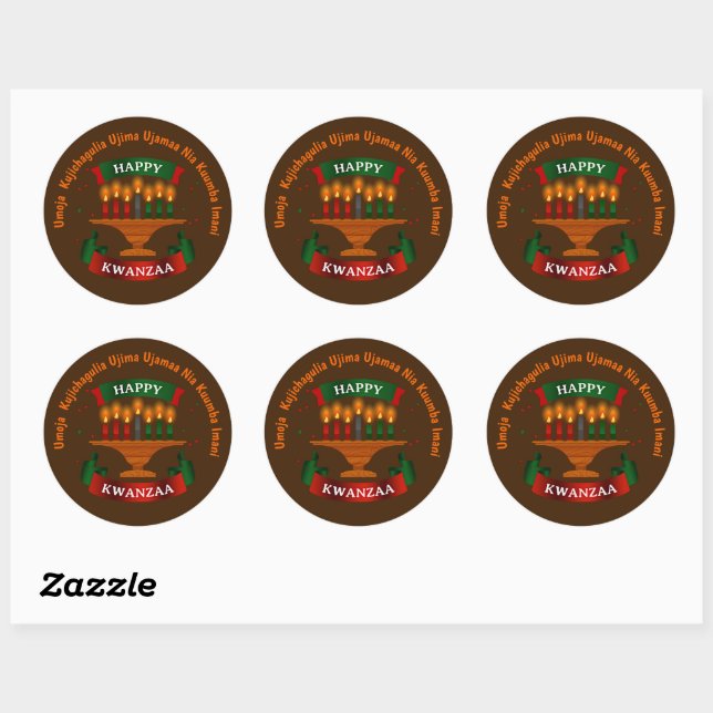 Kwanzaa Candles Red Black Green 7 Principles Classic Round Sticker (Sheet)