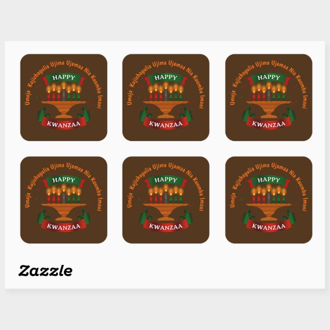 Kwanzaa Candles Red Black Green 7 Principles  Square Sticker (Sheet)