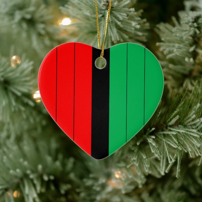 Kwanzaa Colours Red Black Green Stripes Pattern Ce Ceramic Tree Decoration (Tree)