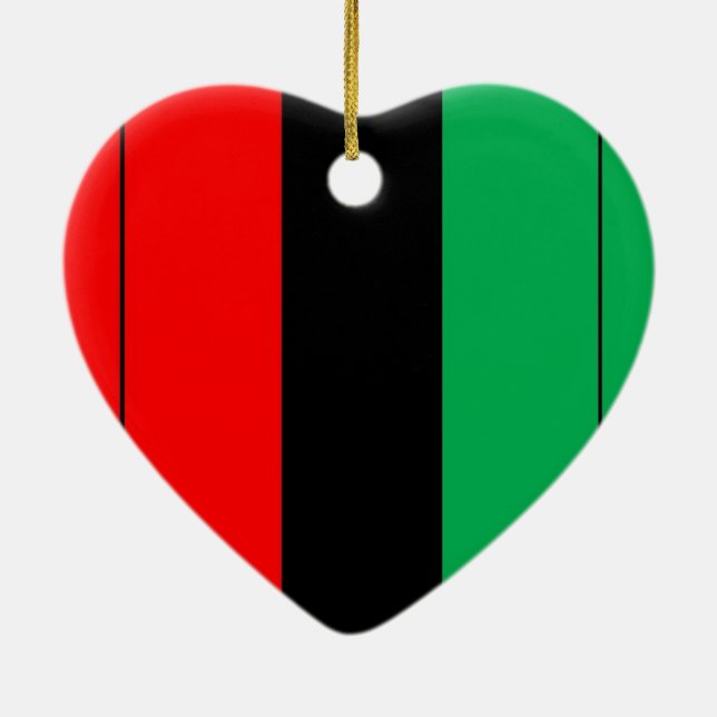 Kwanzaa Colours Red Black Green Stripes Pattern Ceramic Tree Decoration (Back)