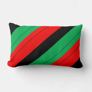 Kwanzaa Colours Red Black Green Stripes Pattern Lumbar Cushion