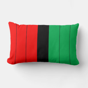 Kwanzaa Colours Red Black Green Stripes Pattern Lumbar Cushion