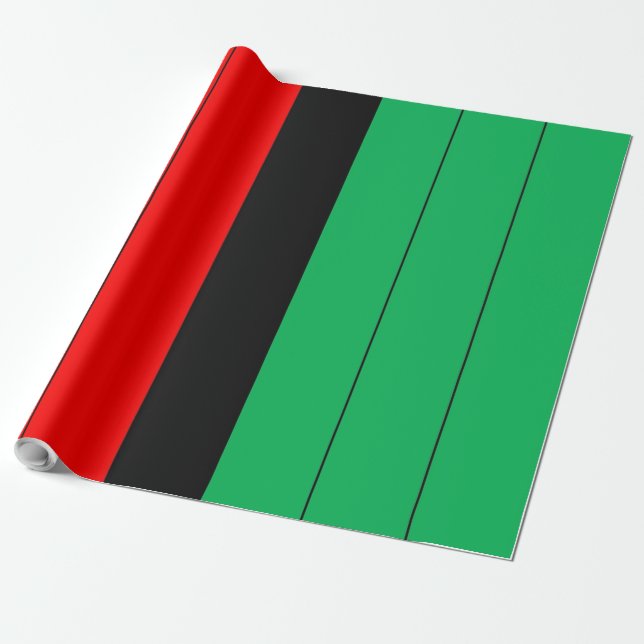 Kwanzaa Colours Red Black Green Stripes Pattern Wrapping Paper (Unrolled)