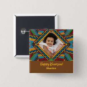 Kwanzaa Custom Brightly Coloured Diamond Patter 15 Cm Square Badge