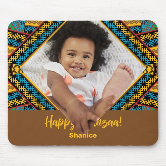Kwanzaa Custom Brightly Coloured Diamond Patter Mouse Pad (Front)