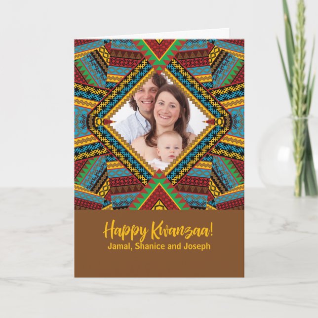Kwanzaa Custom Photo and Name Brightly Coloured Card (Front)