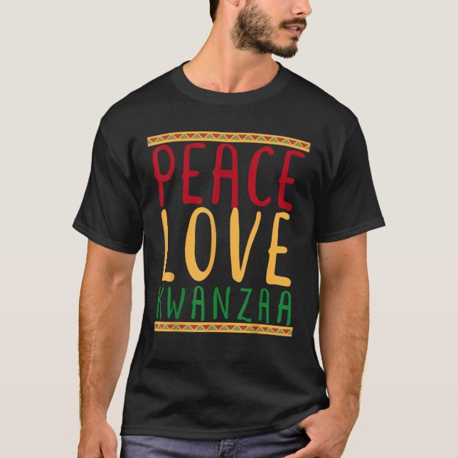 Kwanzaa Day 2021 Peace Love Kinara Kwanzaa African T-Shirt (Front)