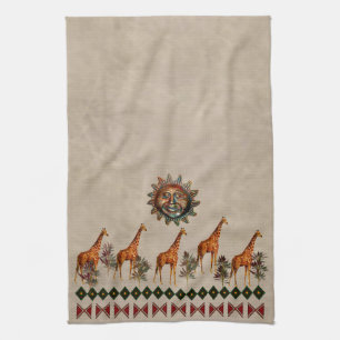 Kwanzaa Giraffes Tea Towel