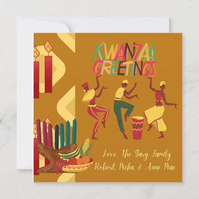 Kwanzaa Greetings Joyous Happy Winter Celebration Holiday Card (Front)
