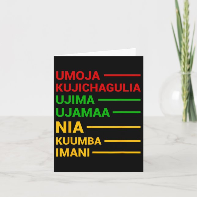 Kwanzaa Holiday 7 Principle Meanings  Card (Front)