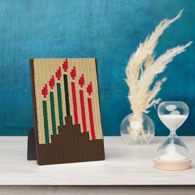Kwanzaa Holiday Candles Artisan Crochet Print      Plaque (Side)