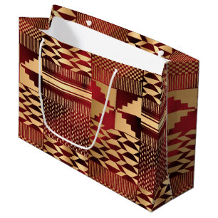 Kwanzaa Kente Print (Red/Gold) Large Gift Bag