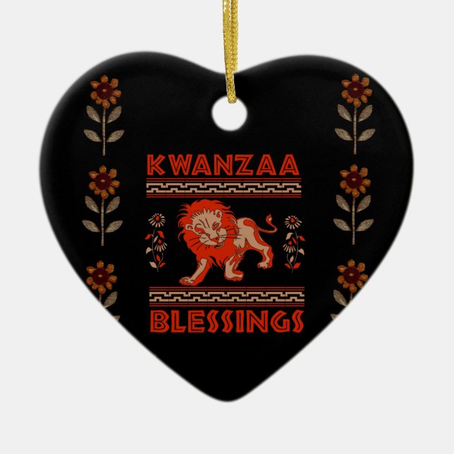 Kwanzaa Lion Ceramic Tree Decoration (Front)