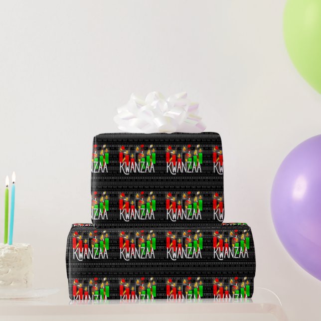 Kwanzaa Lit Kinara Candles with African Dancers Wrapping Paper (Party Gifts)