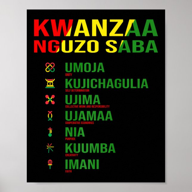 Kwanzaa - Nguzo Saba - The Seven Principles Design Poster (Front)