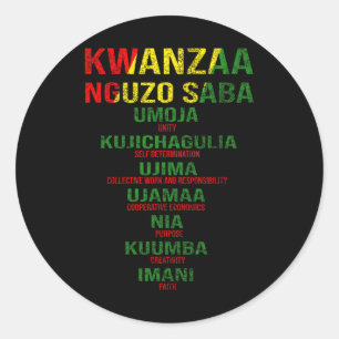 Kwanzaa - Nguzo Saba The Seven Principles Distress Classic Round Sticker