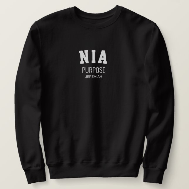 Kwanzaa NIA Purpose Personalised Sweatshirt (Design Front)