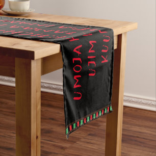 Kwanzaa Principles Black Red Table Runner