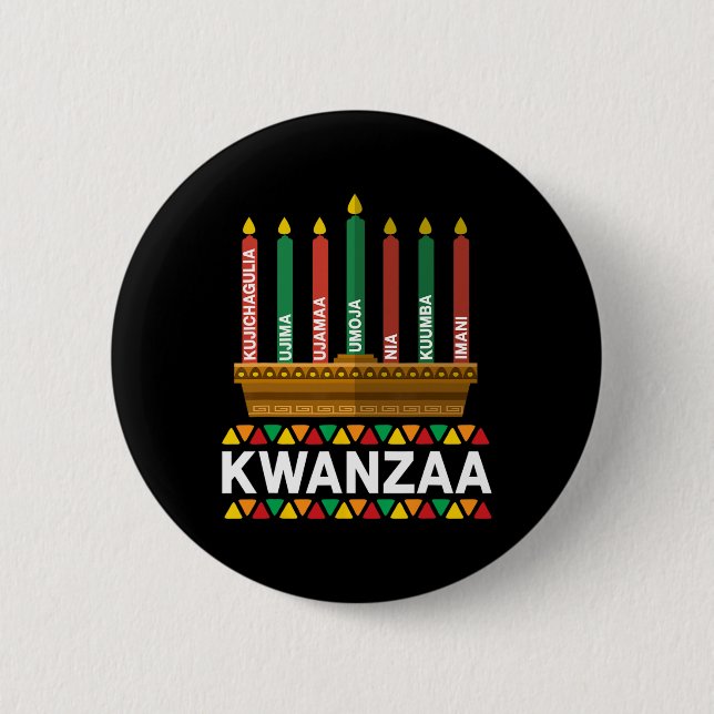 Kwanzaa Principles Kwanzaa Candles Kinara Pan Afri 6 Cm Round Badge (Front)