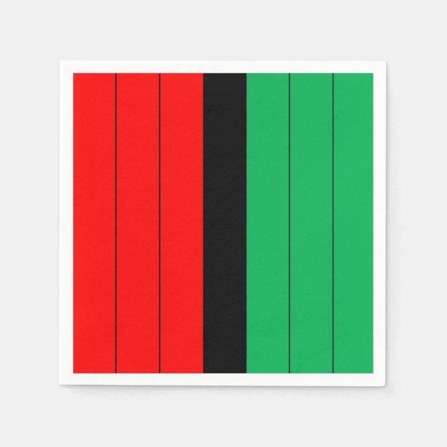 Kwanzaa Red Black Green Kinara Striped Pattern Napkin (Front)