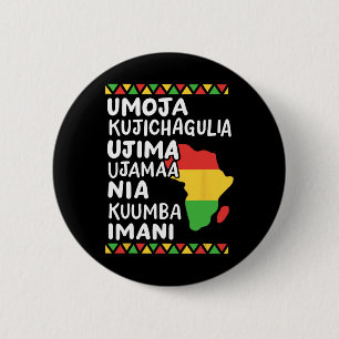 Kwanzaa Seven Principles African Map Black Pride M 6 Cm Round Badge