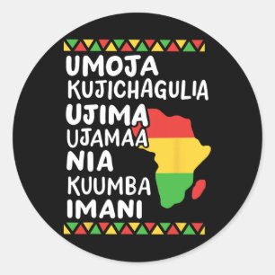 Kwanzaa Seven Principles African Map Black Pride M Classic Round Sticker