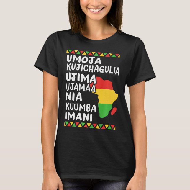 Kwanzaa Seven Principles African Map Black Pride M T-Shirt (Front)
