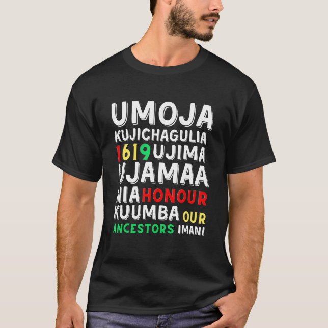 Kwanzaa  Seven Principles Afro American Kwanza Sym T-Shirt (Front)