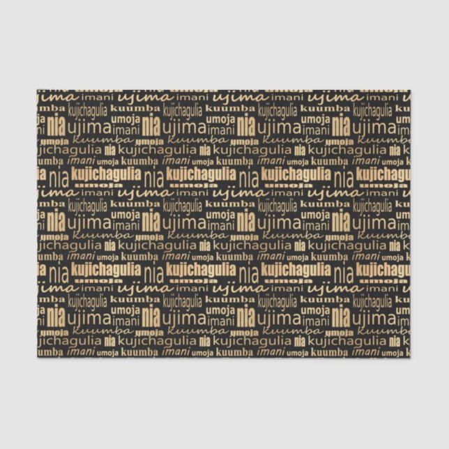 Kwanzaa Seven Principles (Black/Gold)   Tissue Paper (Front)