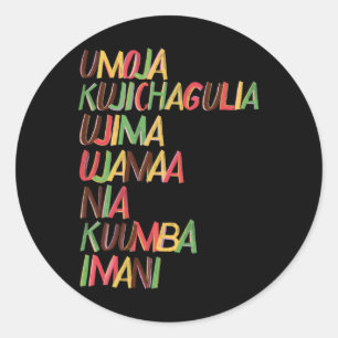Kwanzaa Seven Principles  Classic Round Sticker