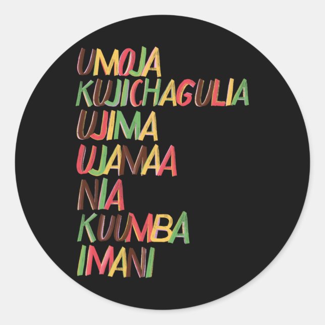 Kwanzaa Seven Principles  Classic Round Sticker (Front)