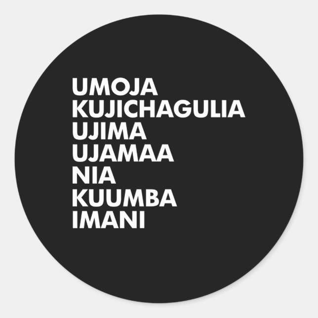 Kwanzaa Seven Principles Classic Round Sticker (Front)