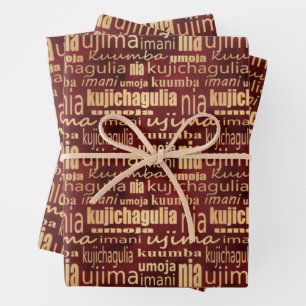 Kwanzaa Seven Principles(Red/Gold) Wrapping Paper Sheet