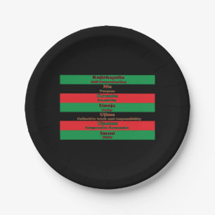 Kwanzaa Seven Principles Red Green Black Paper Plate