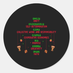Kwanzaa Seven Principles Tree Unity Faith Graphic Classic Round Sticker