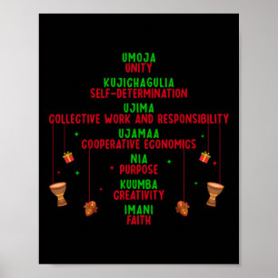 Kwanzaa Seven Principles Tree Unity Faith Graphic  Poster