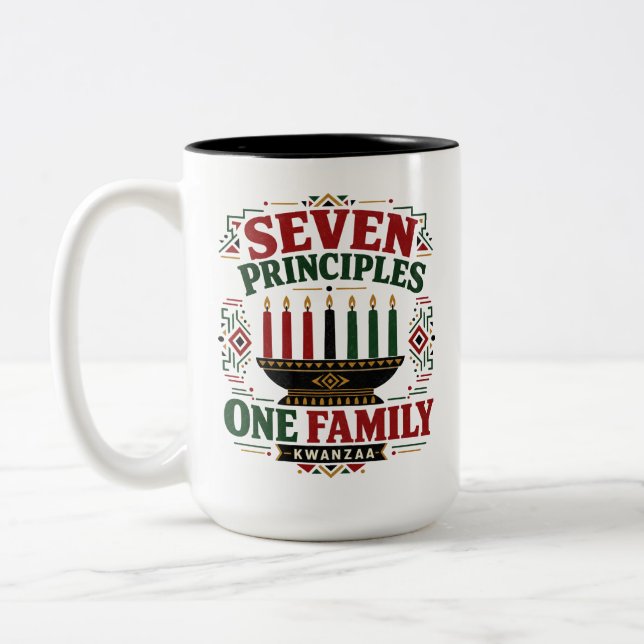 Kwanzaa Seven Principles Two-Tone Coffee Mug (Left)