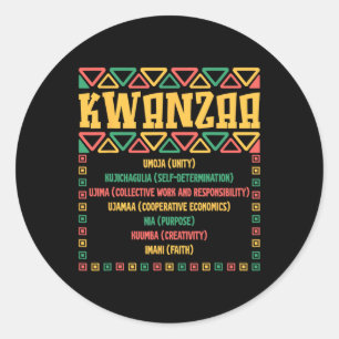 Kwanzaa Seven Principles Umoja Faith Graphic  Classic Round Sticker