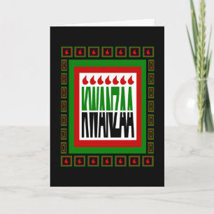 Kwanzaa Split With 7 Flames & Decorated Frame Holiday Card